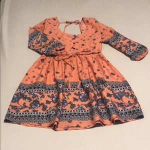 Coral flower mini dress.